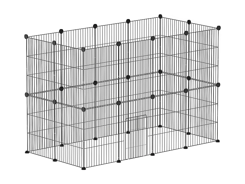 Recinto exterior para conejos y pequeños animales, de acero, color negro con puerta (120x60x80 cm)