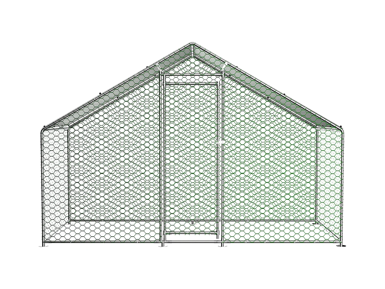 Enclos extérieur pour volailles et petits animaux, métal galvanisé, toiture PE imperméable, avec serrure de sécurité (300x150x200cm)