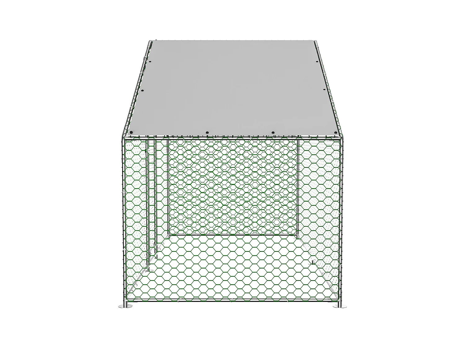 Enclos extérieur pour volailles et petits animaux, métal galvanisé, toiture PE imperméable, avec serrure de sécurité (300x150x200cm)