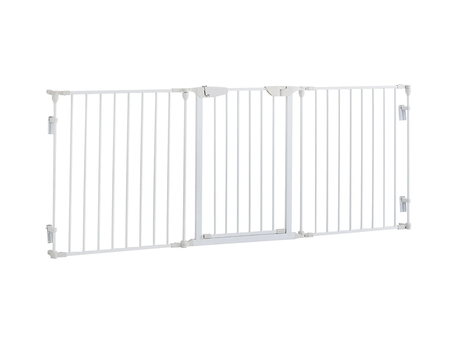 Barrière de sécurité pour chien à porte automatique, 3 éléments, métal, blanc (180x3x74.5cm)