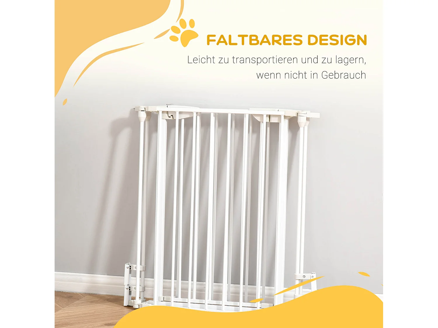 Barrière de sécurité pour chien à porte automatique, 3 éléments, métal, blanc (180x3x74.5cm)