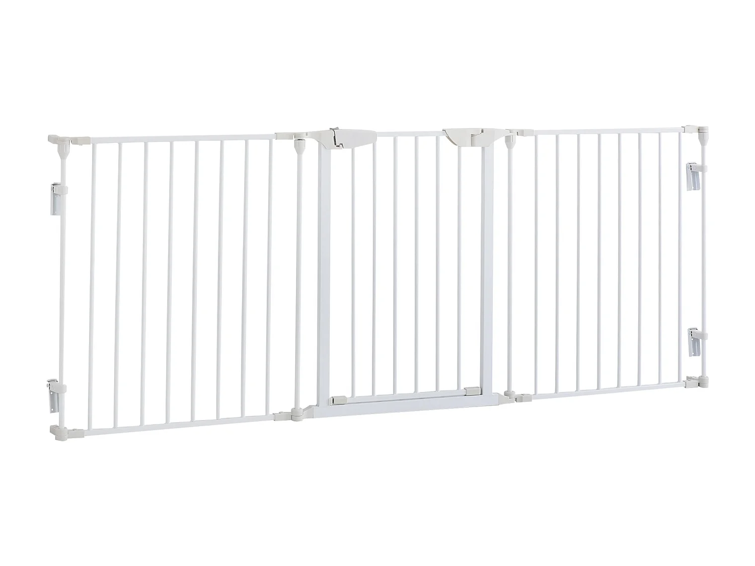 Barrière de sécurité pour chien à porte automatique, 3 éléments, métal, blanc (180x3x74.5cm)