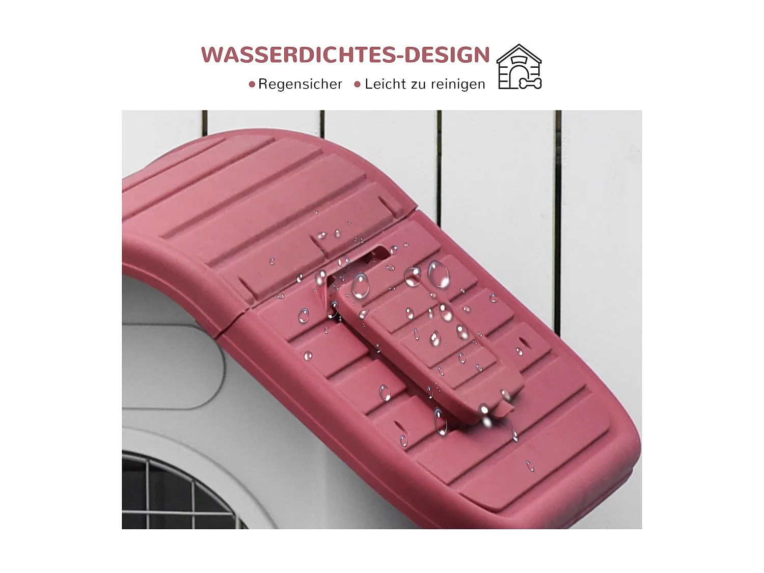 Cabane pour chien extérieure avec lucarne et porte, plastique résistant, rouge, design classique (59x75x66cm)