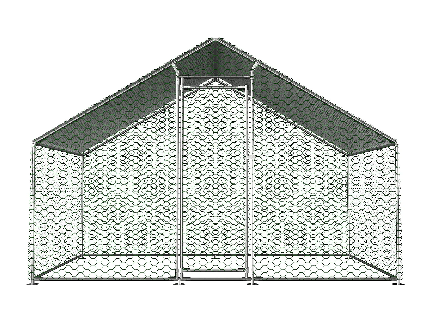 Enclos extérieur volailles/animaux, métal, toiture PE imperméable, serrure, argenté (300x200x200cm)