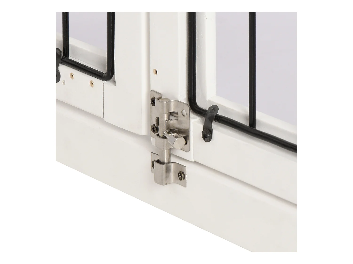 Cage de transport pour chien, design moderne avec 2 portes, MDF et métal, blanc (58.5x81x66 cm)