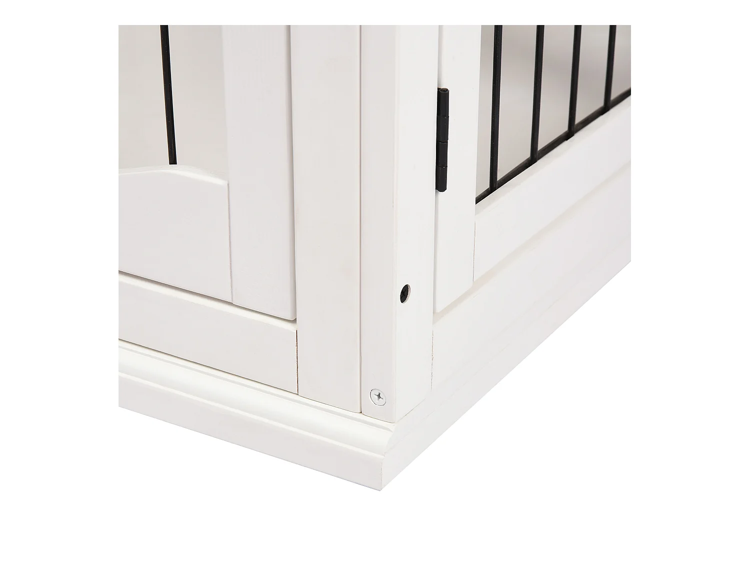 Cage de transport pour chien, design moderne avec 2 portes, MDF et métal, blanc (58.5x81x66 cm)