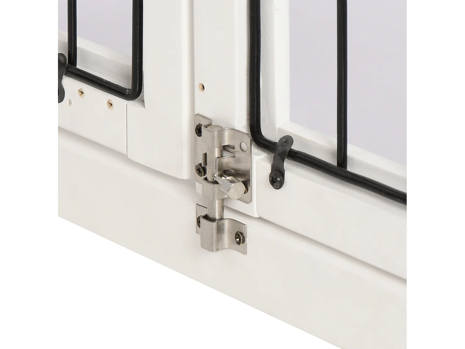 Cage de transport pour chien, design moderne avec 2 portes, MDF et métal, blanc (58.5x81x66 cm)