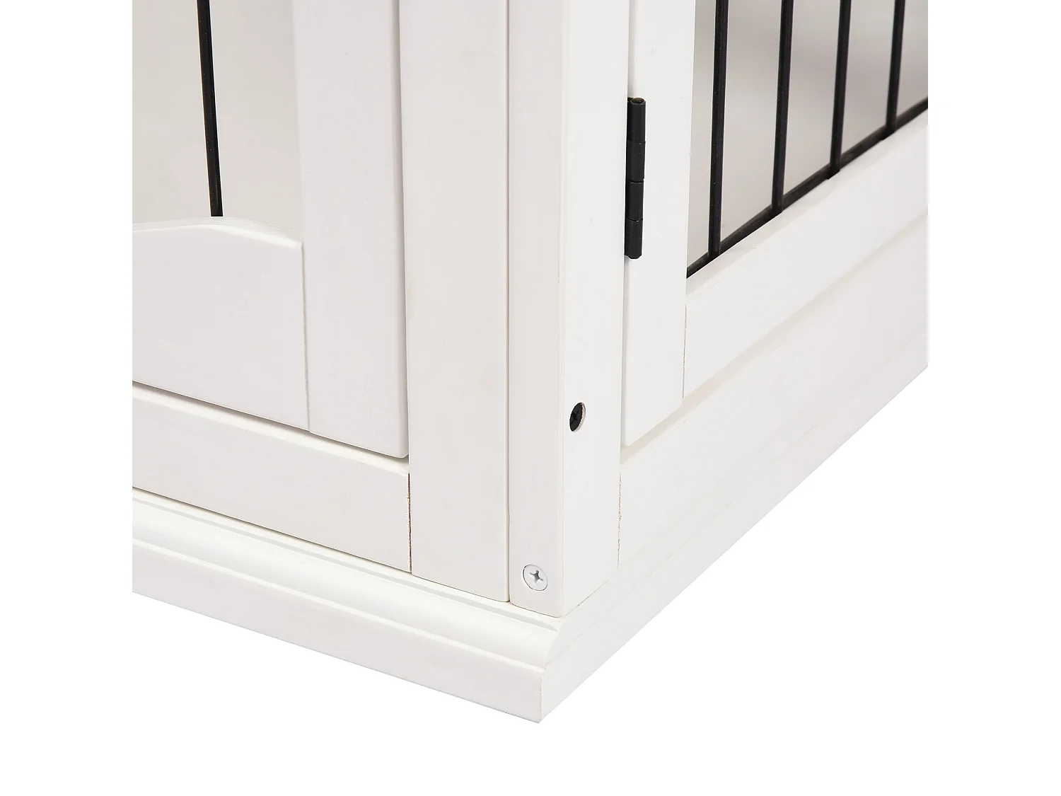 Cage de transport pour chien, design moderne avec 2 portes, MDF et métal, blanc (58.5x81x66 cm)