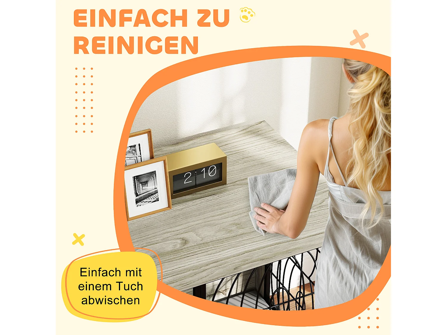 Cage pour chien d'intérieur, design moderne avec coussin, panneau de particules, gris, fenêtre et porte verrouillable (100x60x73.5 cm)