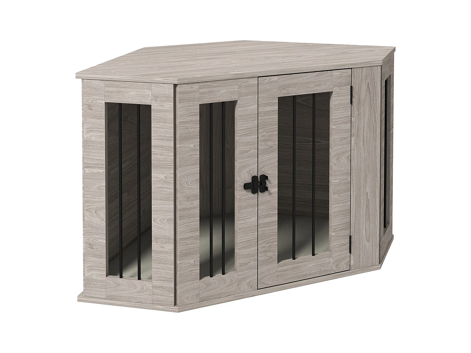 Cage pour chien rectangulaire avec coussin et verrou, en contreplaqué, noyer, pour chiens de taille moyenne (104x55x63cm)