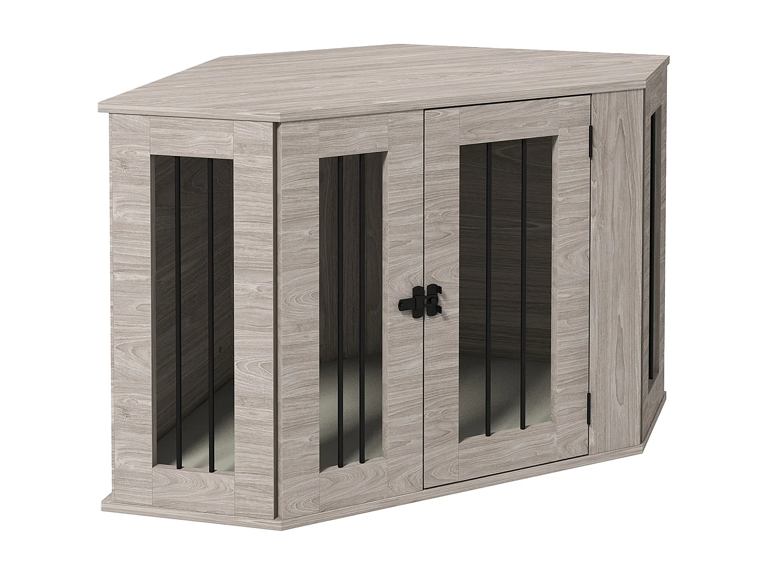 Cage pour chien rectangulaire avec coussin et verrou, en contreplaqué, noyer, pour chiens de taille moyenne (104x55x63cm)