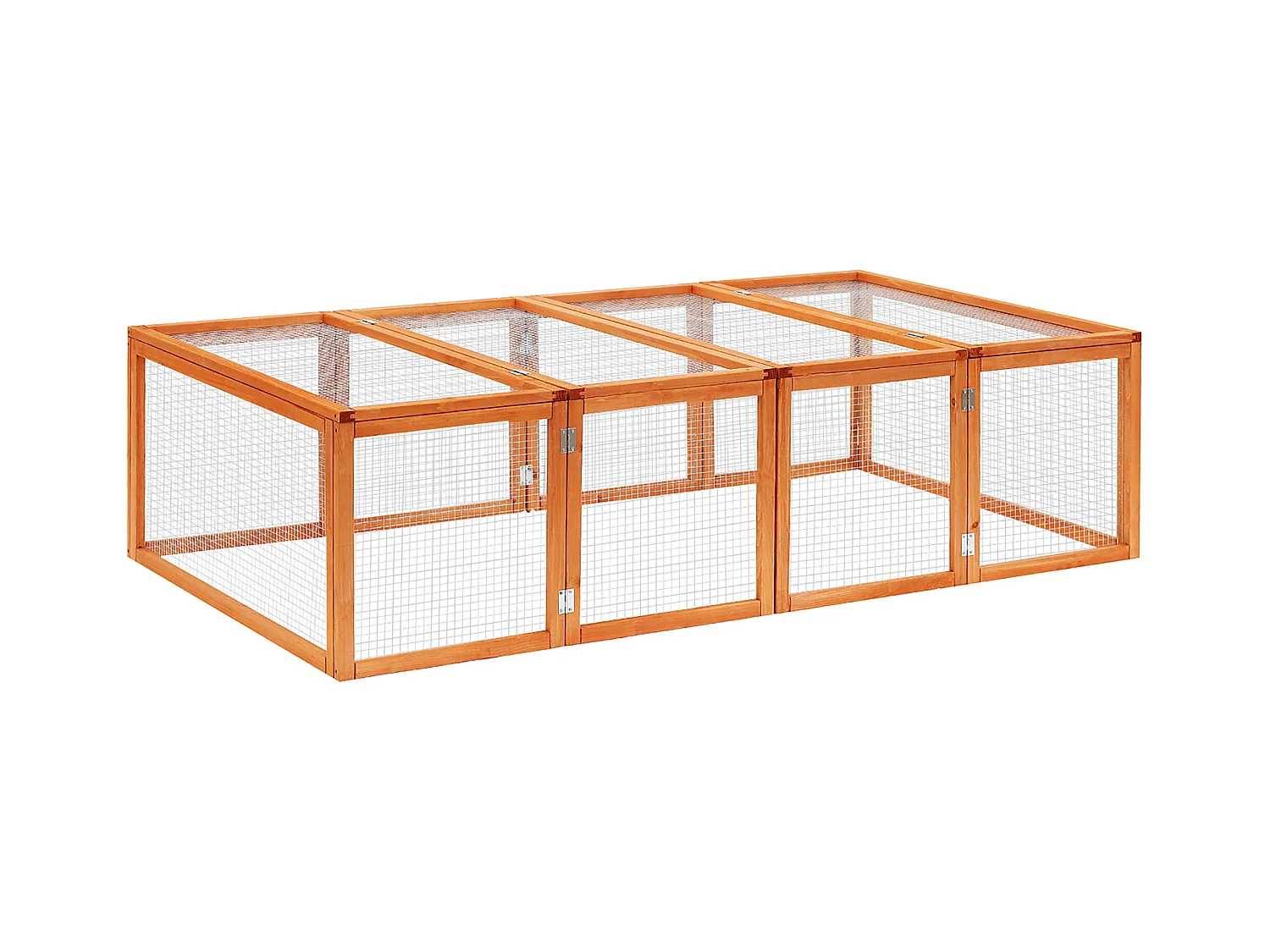 Buitenverblijf voor konijnen en kleine dieren, gemaakt van natuurlijk dennenhout, met open dak en gaas (181x100x48cm)