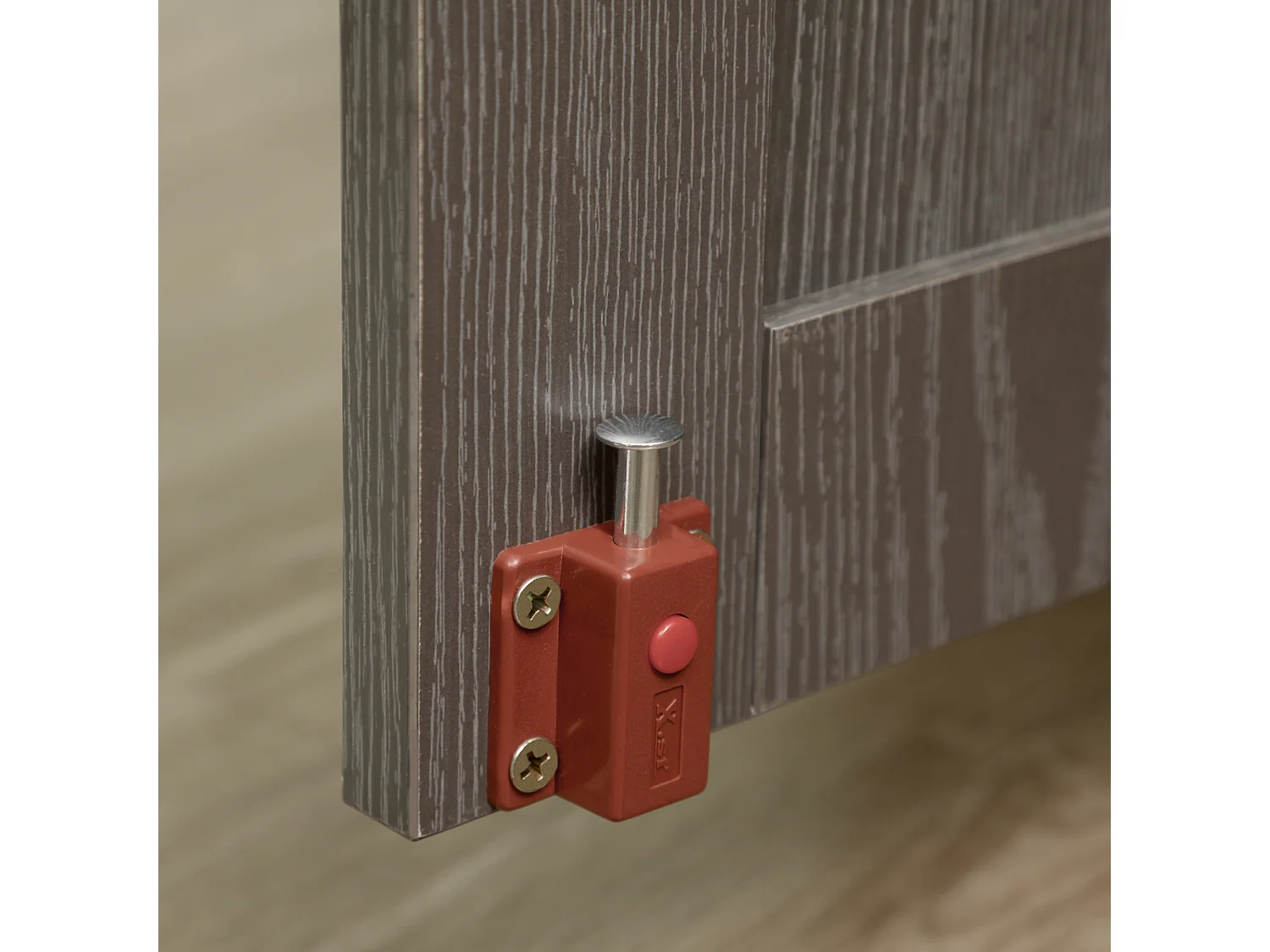 Cage pour chien grande taille en bois avec serrure, porte magnétique et fenêtre, gris (114x60x82 cm)