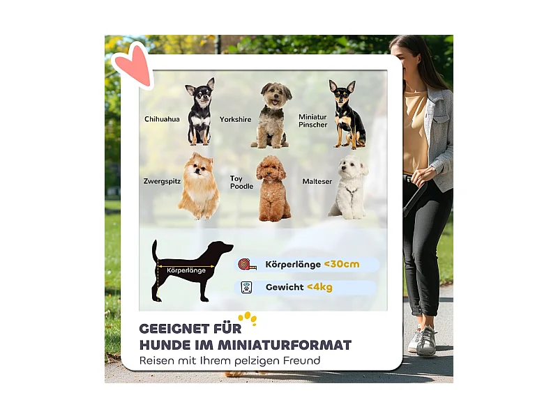 Poussette pliante pour chien et chat jusqu'à 4 kg, polyester, bleu foncé, avec fenêtres en filet et rangement (76x44x103 cm)