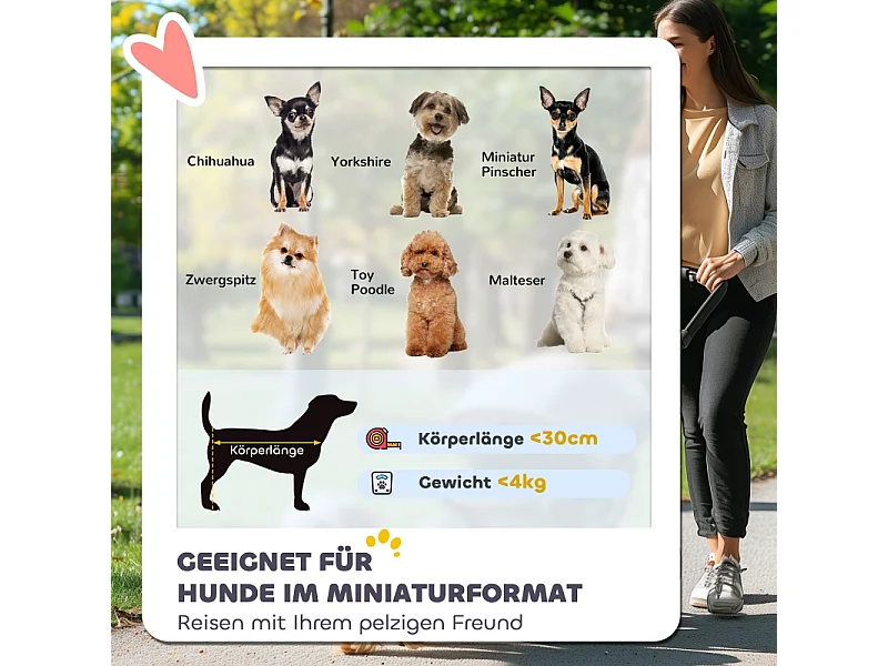 Poussette pliante pour chien et chat jusqu'à 4 kg, polyester, bleu foncé, avec fenêtres en filet et rangement (76x44x103 cm)