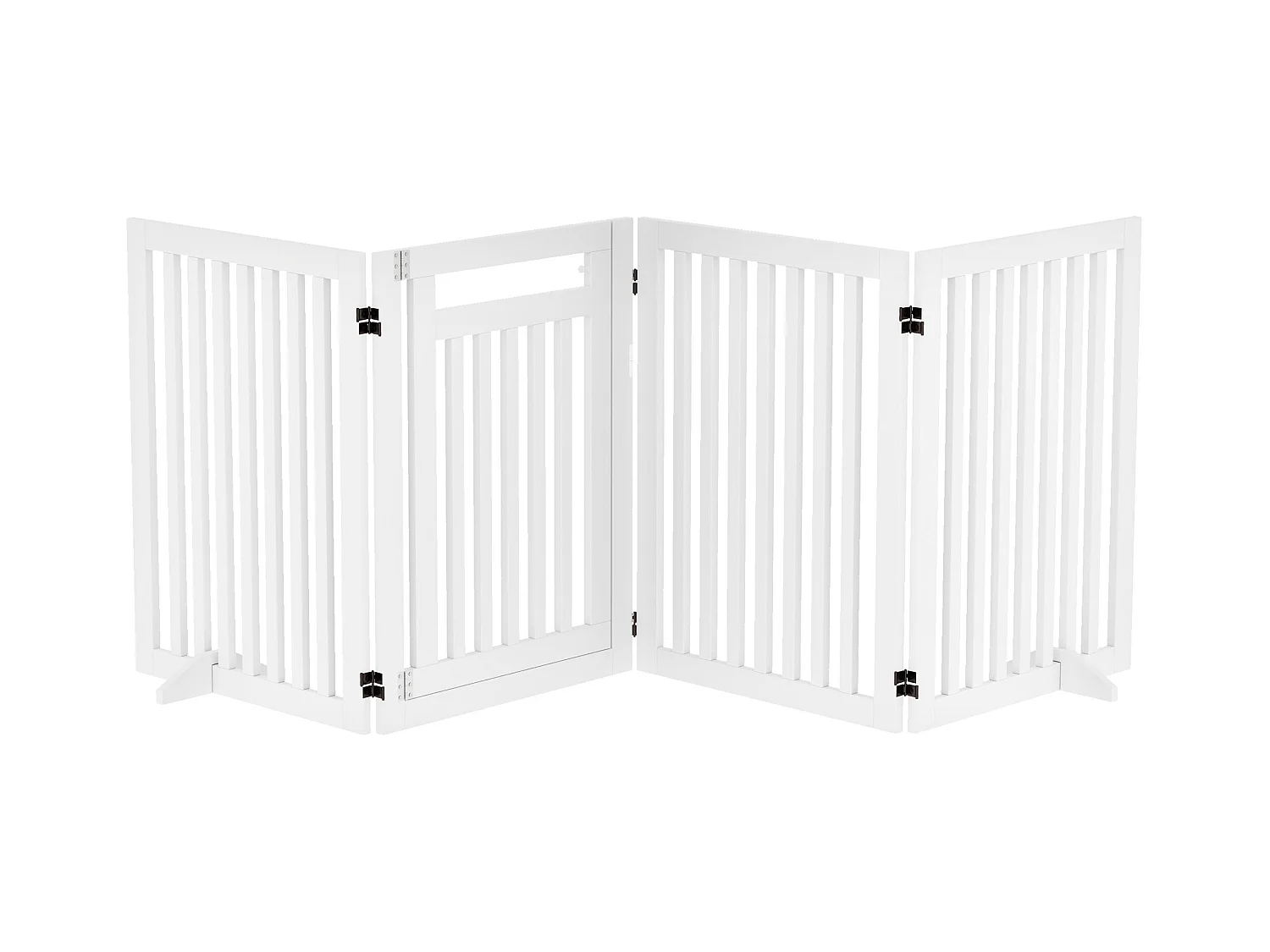 Barrière d'escalier pliable sans perçage, 4 panneaux, MDF, blanc, avec 2 pieds de support (240x1.8x81cm)