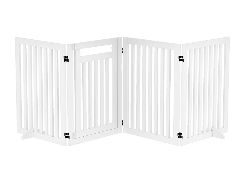 Opvouwbaar traphekje zonder boren, 4 panelen, MDF, wit, met 2 steunpoten (240x1,8x81cm)