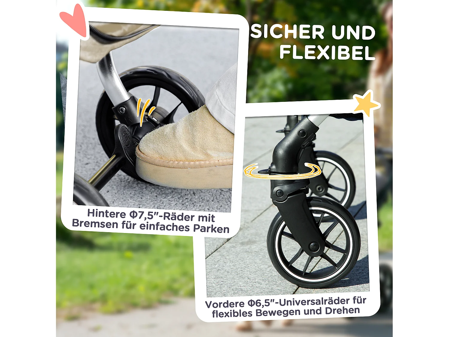 Chariot pliable pour chien et chat en aluminium, léger et résistant, polyester, kaki (80x48.5x106cm)