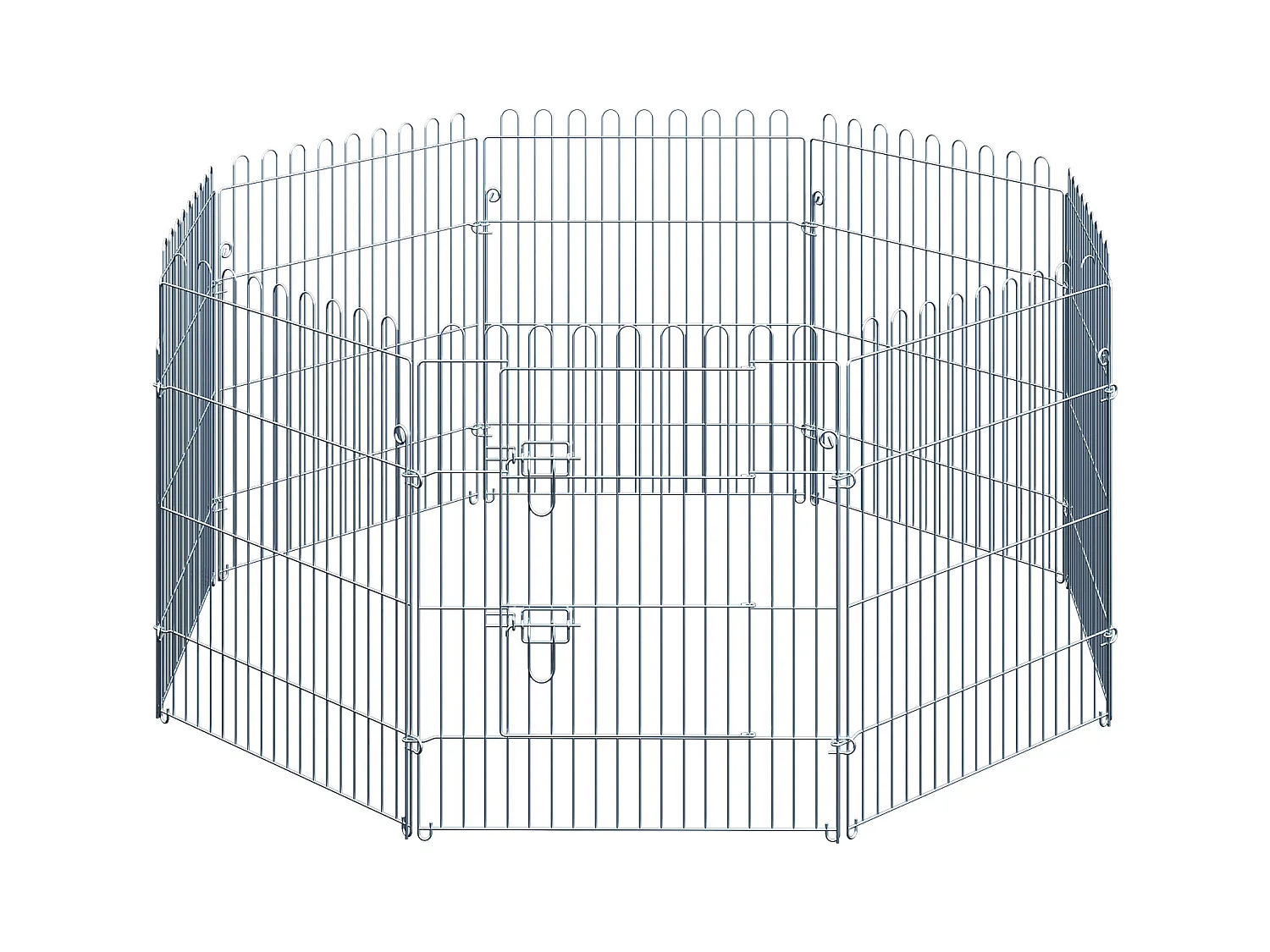 Enclos pour chiots 8 panneaux, sécurisé et extensible, acier, argenté (63x1x76cm)
