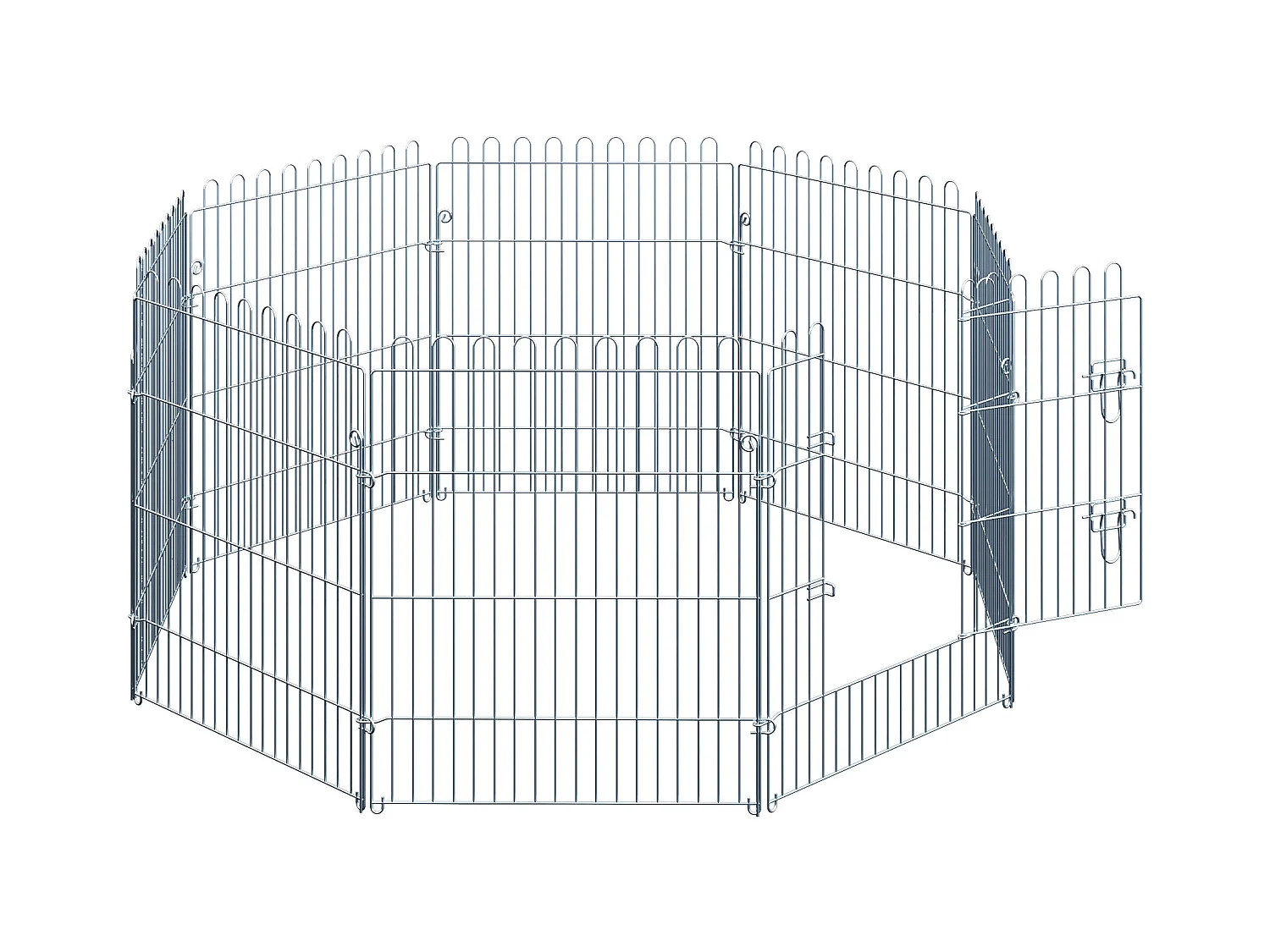 Enclos pour chiots 8 panneaux, sécurisé et extensible, acier, argenté (63x1x76cm)