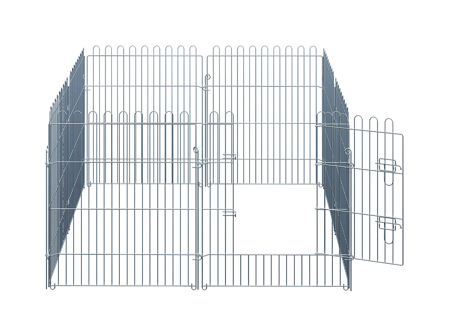 Enclos pour chiots 8 panneaux, sécurisé et extensible, acier, argenté (63x1x76cm)