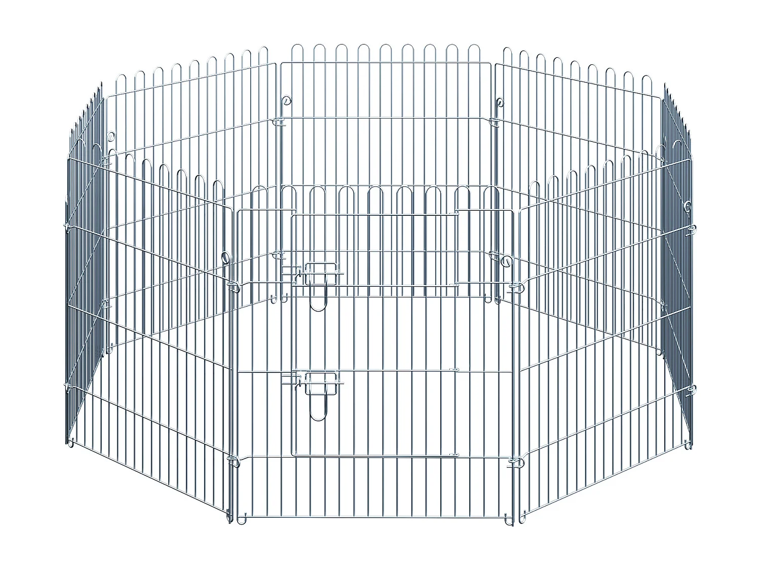 Enclos pour chiots 8 panneaux, sécurisé et extensible, acier, argenté (63x1x76cm)