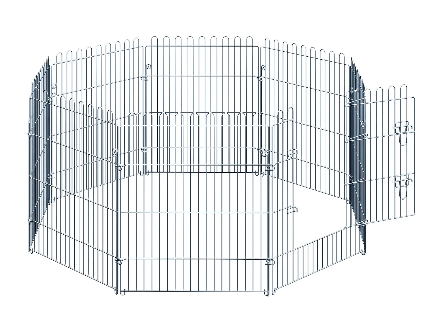 Enclos pour chiots 8 panneaux, sécurisé et extensible, acier, argenté (63x1x76cm)