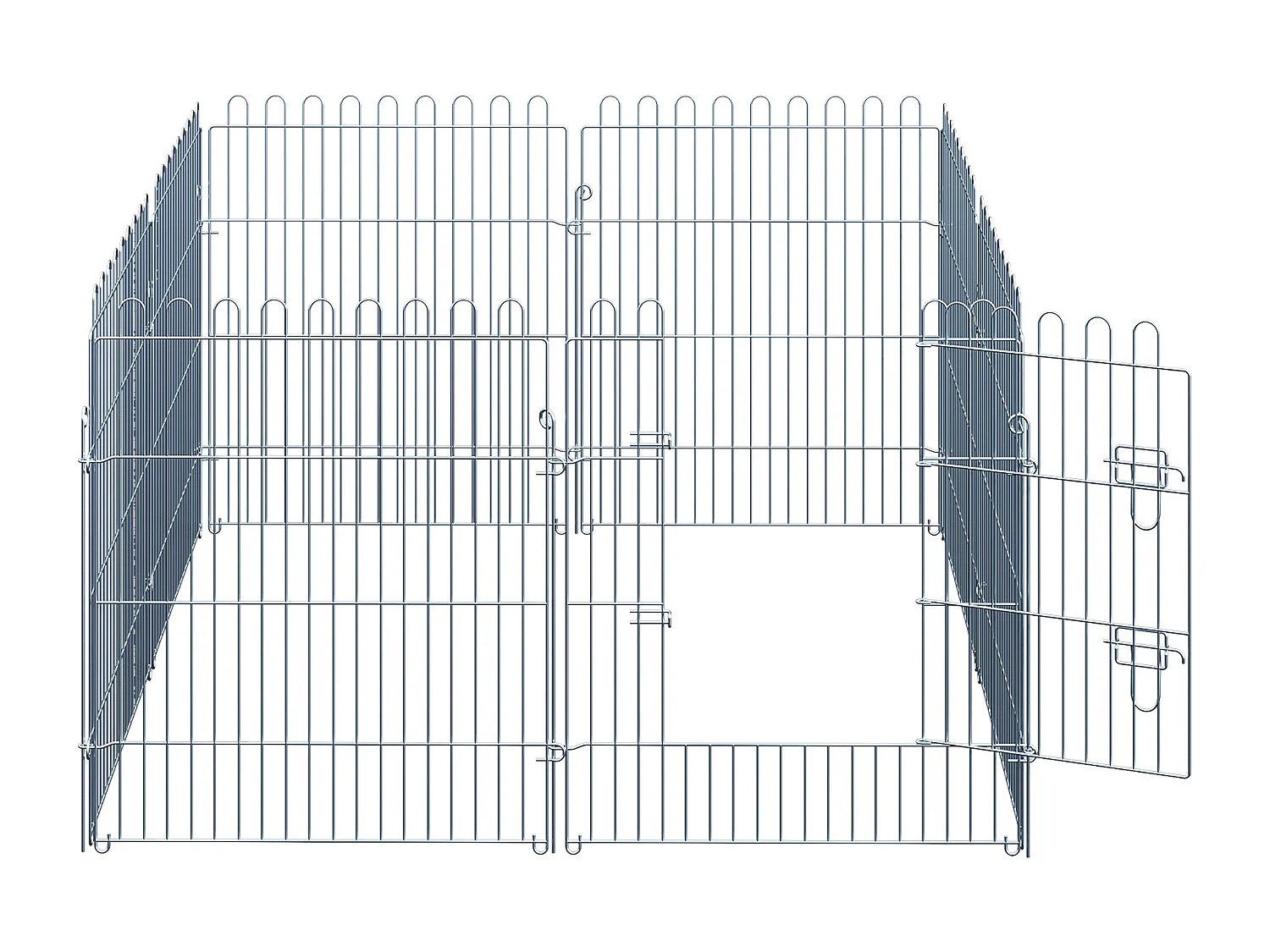 Enclos pour chiots 8 panneaux, sécurisé et extensible, acier, argenté (63x1x76cm)