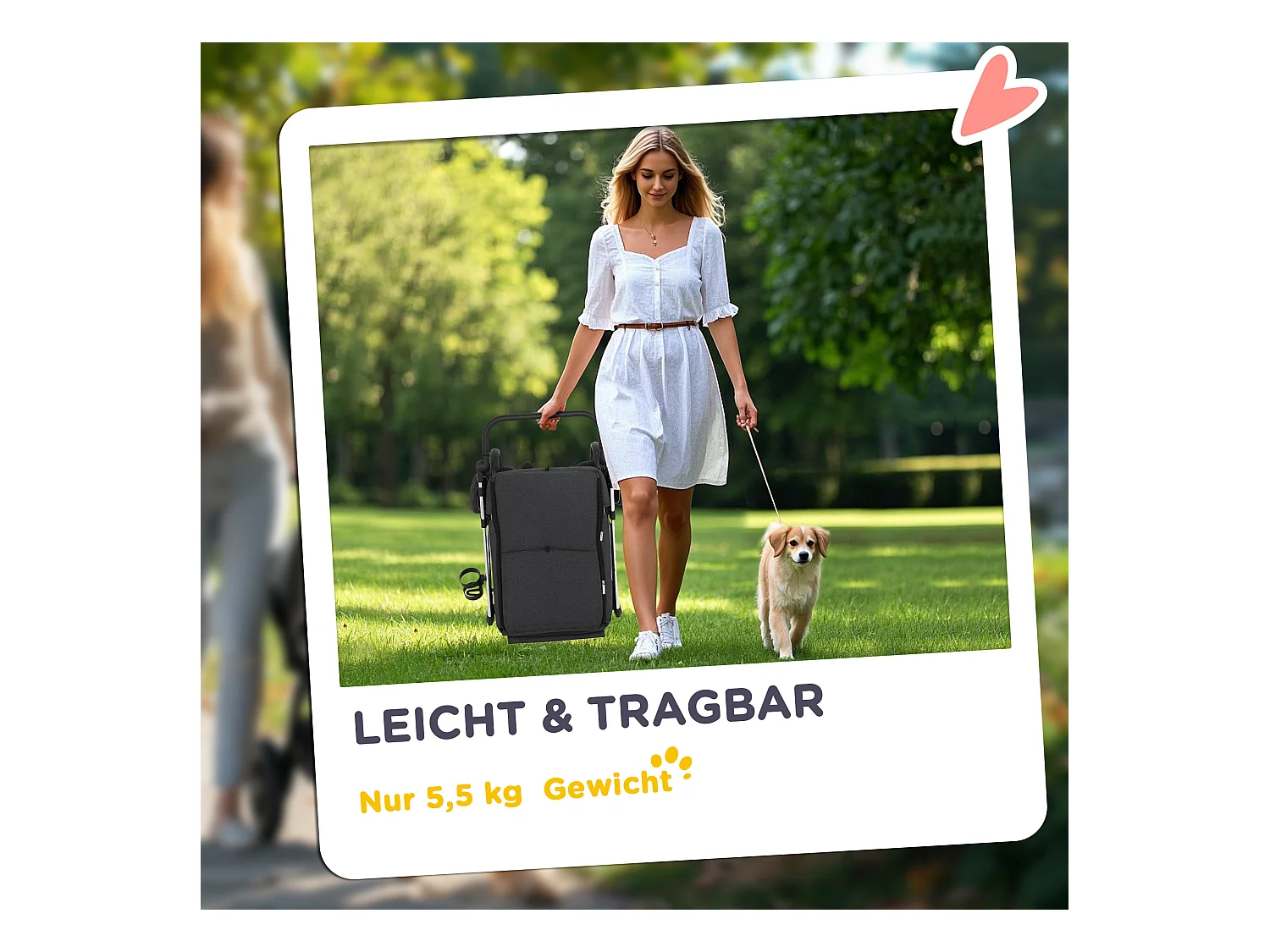 Chariot pliable pour chien et chat, léger en aluminium, avec coussin et panier de rangement, gris (80x48.5x106 cm)