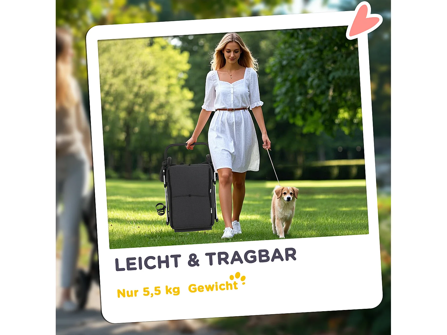 Chariot pliable pour chien et chat, léger en aluminium, avec coussin et panier de rangement, gris (80x48.5x106 cm)