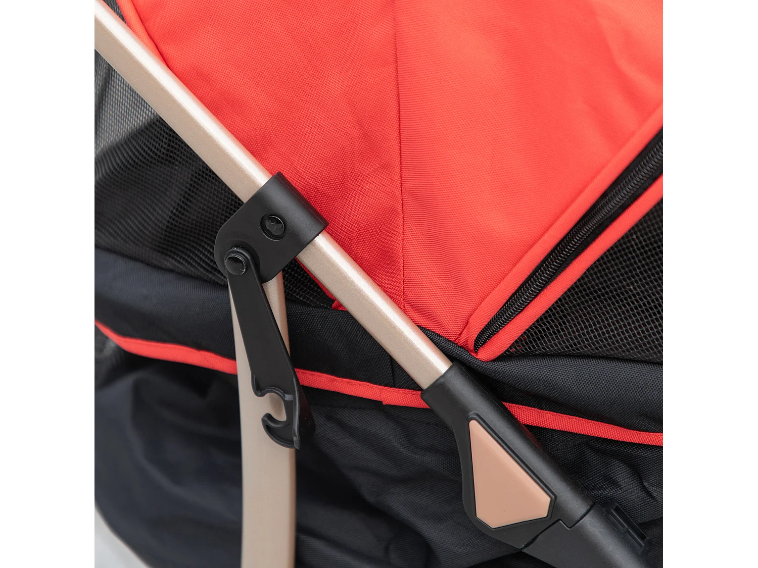 Chariot pliable 2 en 1 pour chien et chat, sac de transport, tissu Oxford, rouge (82x49.5x98 cm)