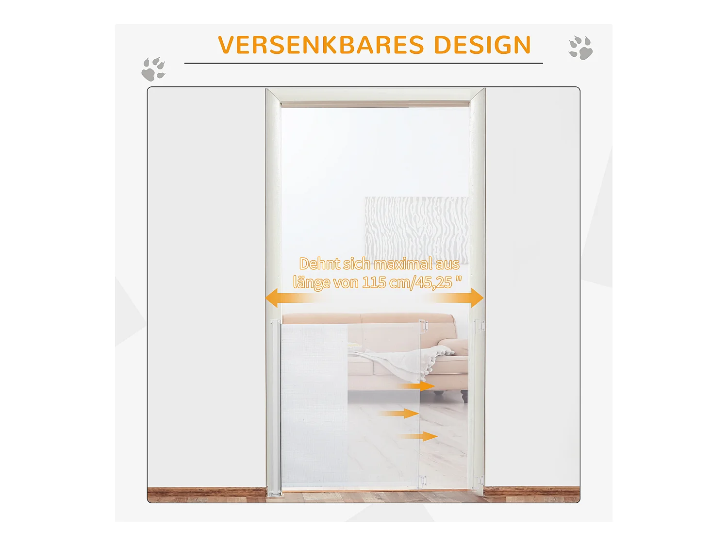 Barrière de sécurité extensible pour enfants et animaux, métal et PVC, blanc (115x5.5x82.5 cm)