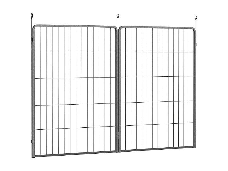 Extension de clôture pour chien, 2 panneaux en acier, noir, pour enclos extérieur (80x100x1.5 cm)