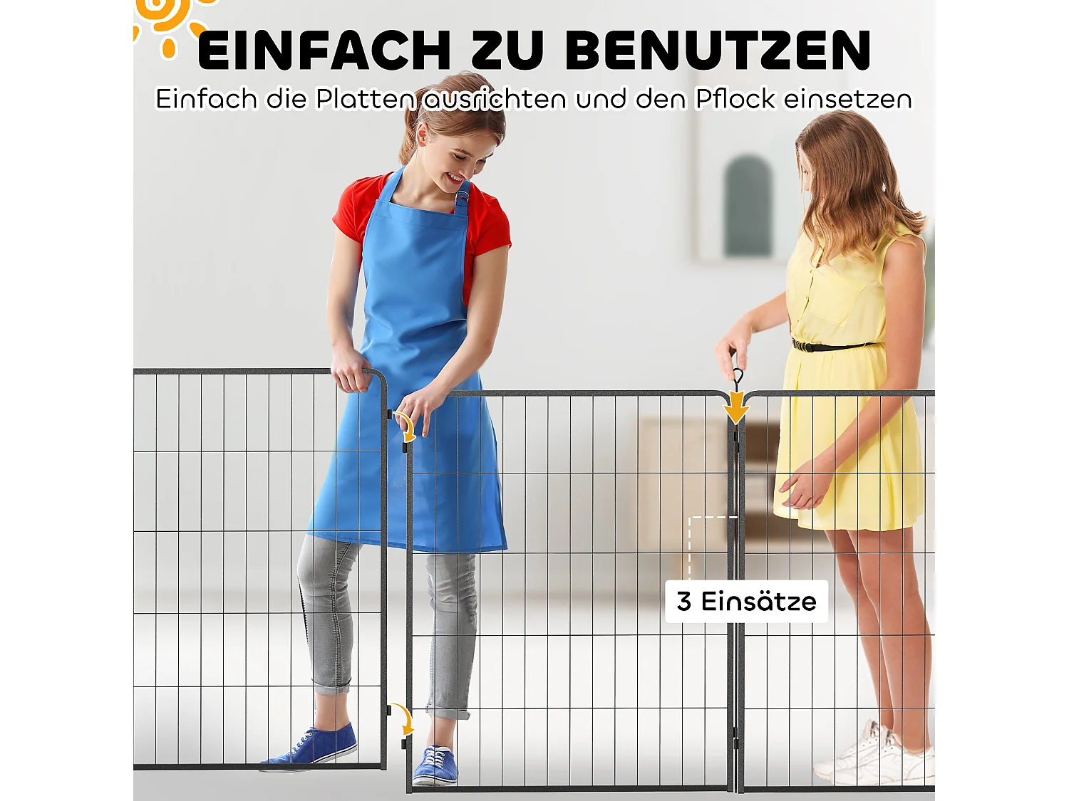 Extension de clôture pour chien, 2 panneaux en acier, noir, pour enclos extérieur (80x100x1.5 cm)