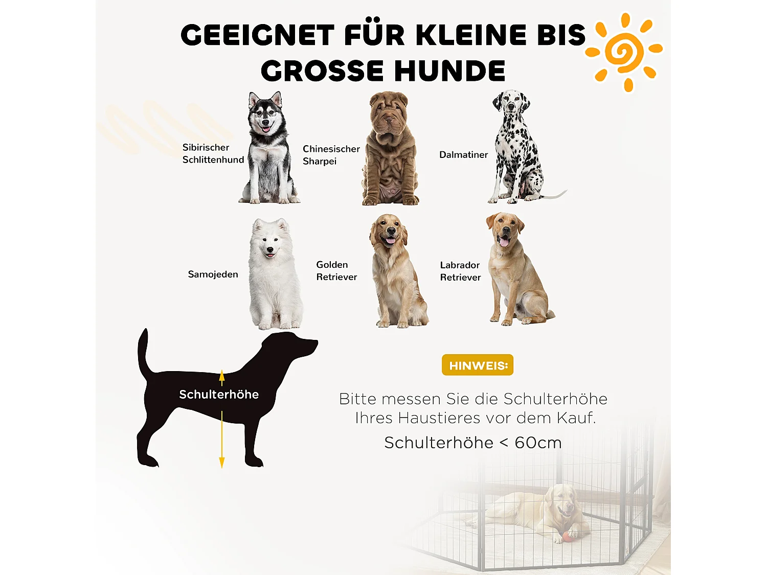 Extension de clôture pour chien, 2 panneaux en acier, noir, pour enclos extérieur (80x100x1.5 cm)