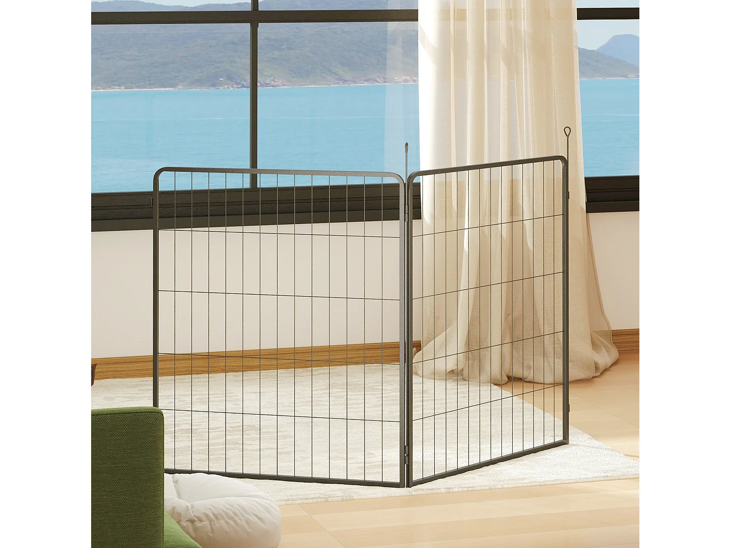 Extension de clôture pour chien, 2 panneaux en acier, noir, pour enclos extérieur (80x100x1.5 cm)