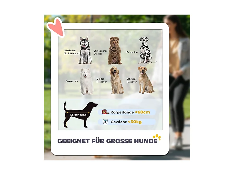 Chariot pliable pour chien et chat, design cargo, polyester, gris foncé, avec coussin et fenêtres en filet (110x65x102cm)