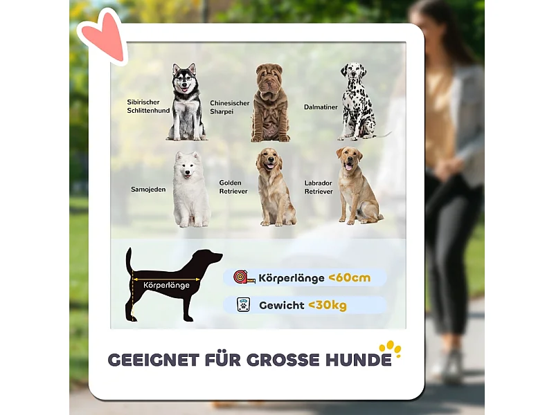 Chariot pliable pour chien et chat, design cargo, polyester, gris foncé, avec coussin et fenêtres en filet (110x65x102cm)