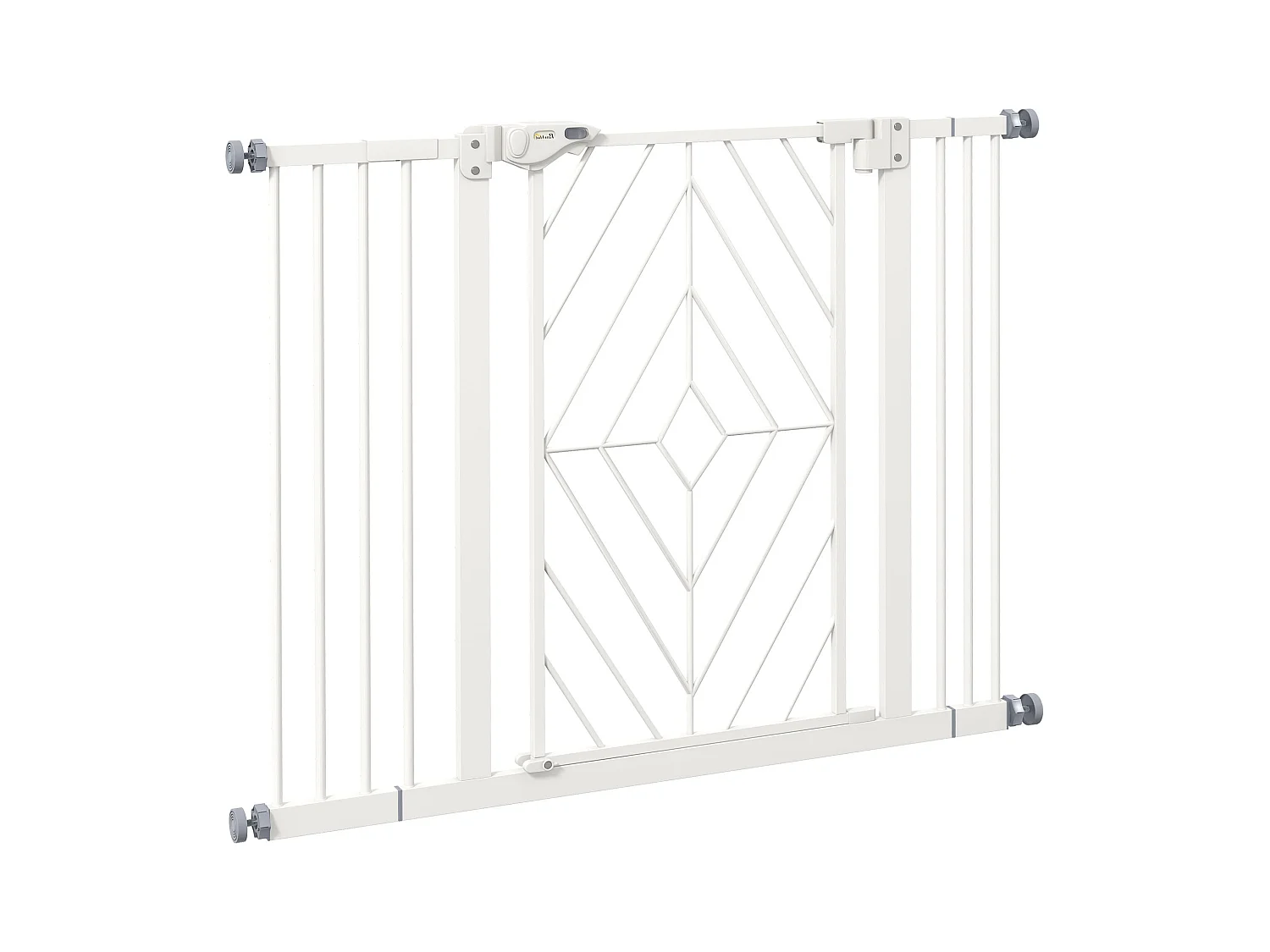 Barrière pour chiens ajustable avec porte automatique, en acier, blanc (100x4x76 cm)