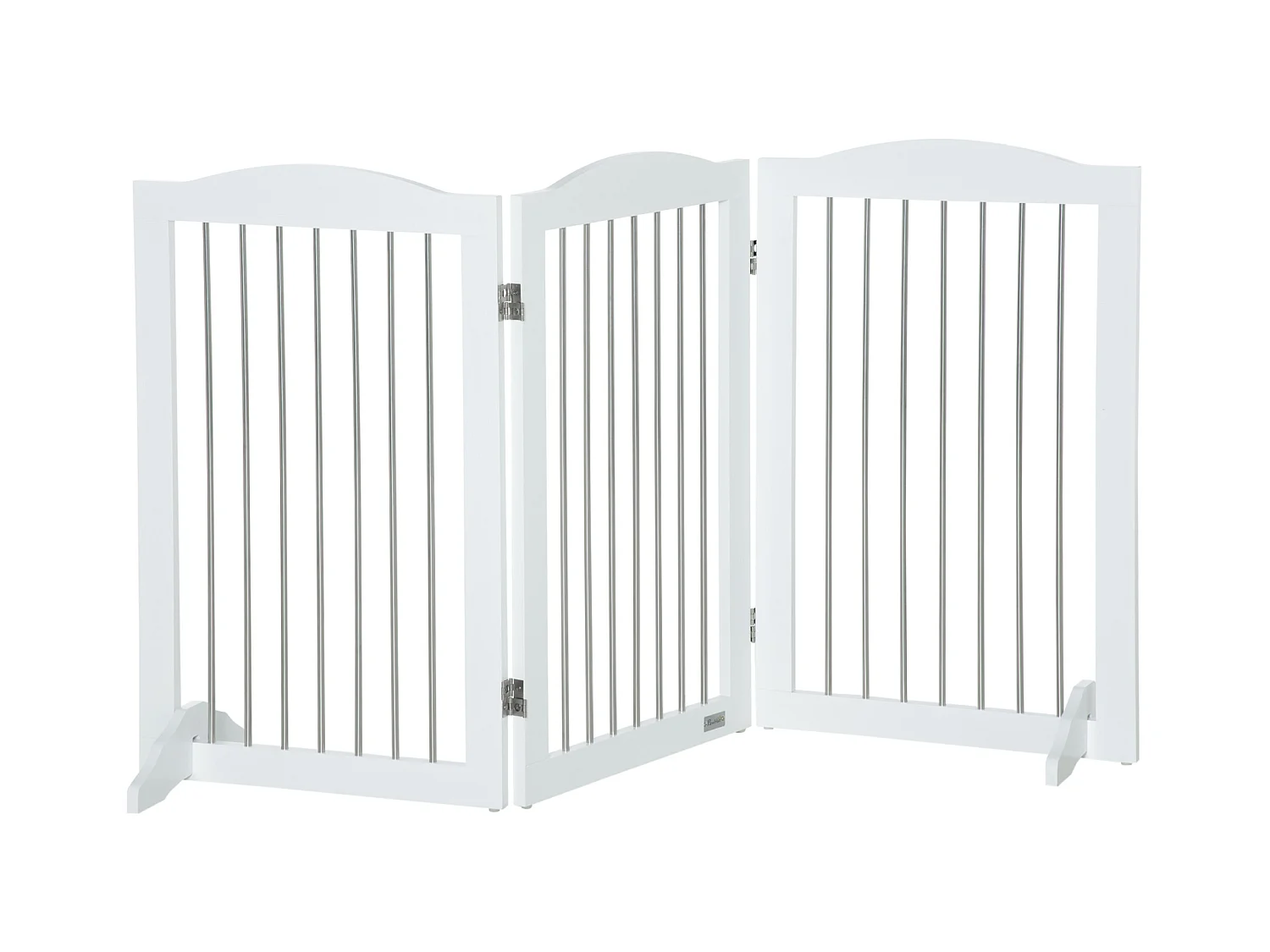 Barrière pliante pour chiens, 3 panneaux, MDF, blanc, avec support (154x30x80cm)
