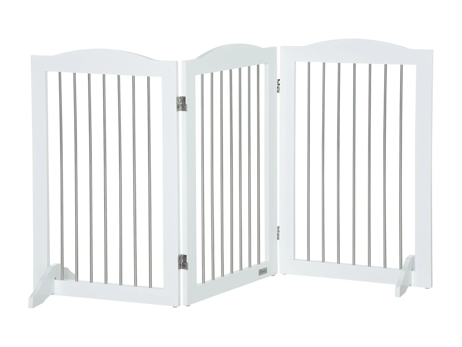 Barrière pliante pour chiens, 3 panneaux, MDF, blanc, avec support (154x30x80cm)