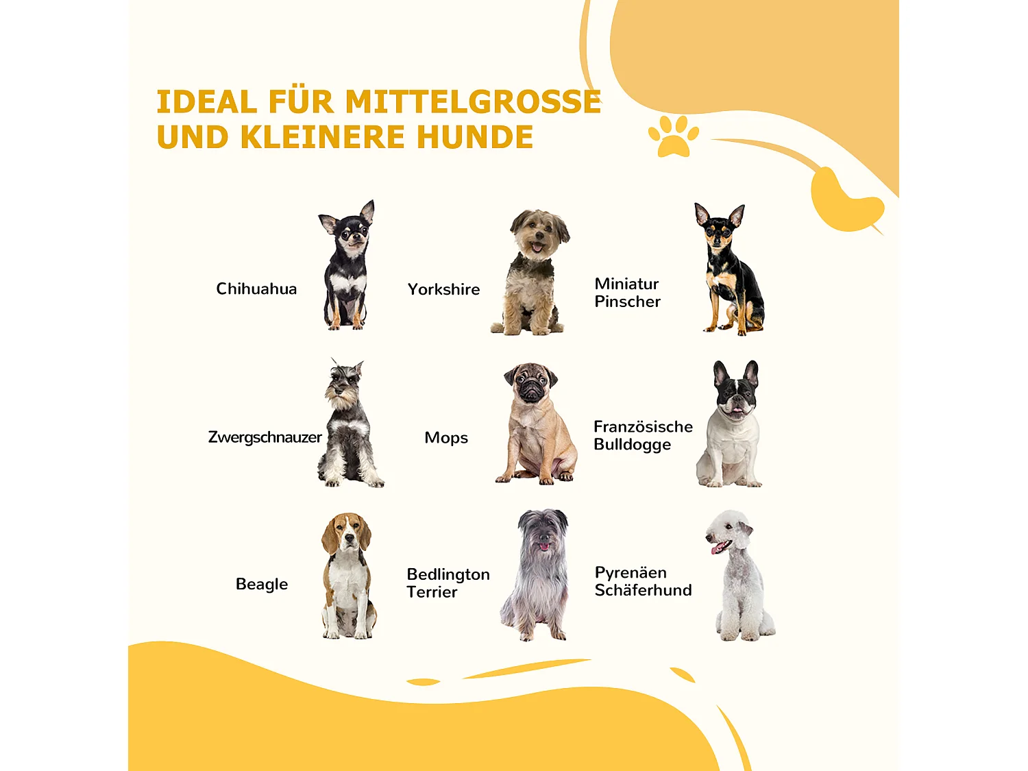 Barrière pliante pour chiens, 3 panneaux, MDF, blanc, avec support (154x30x80cm)