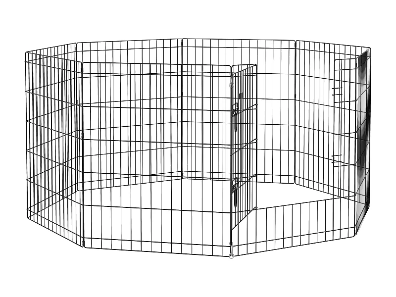 Enclos pour chiots et petits animaux, design modulable, métal, noir (61x4x76 cm)