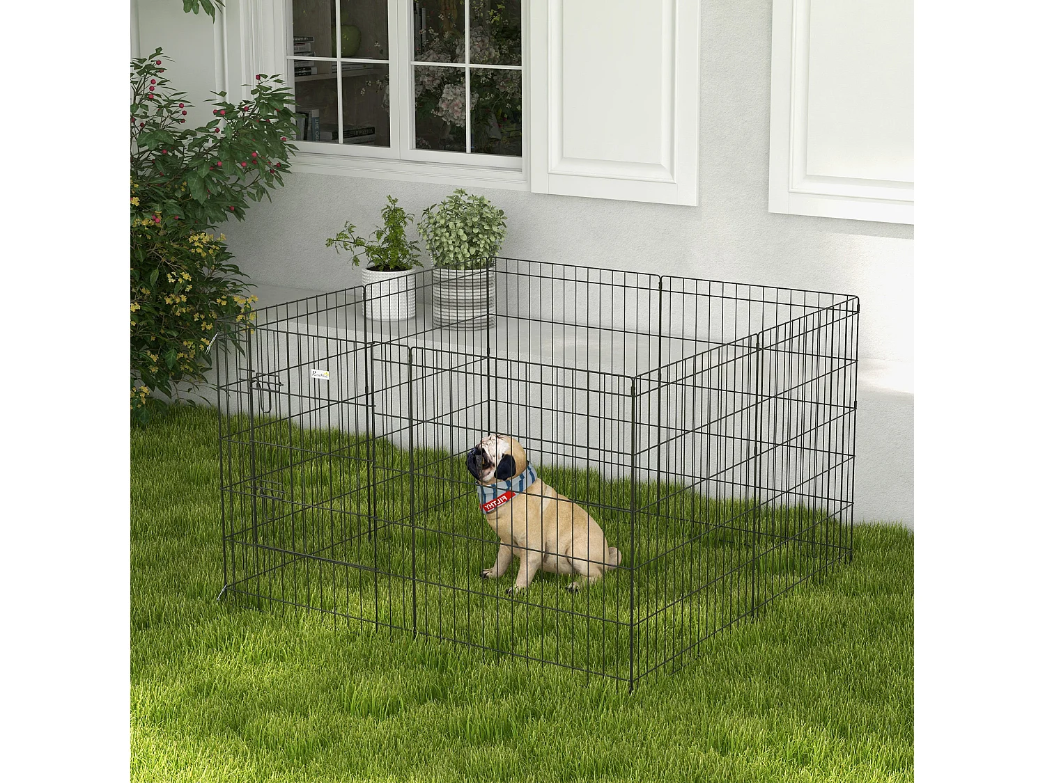 Enclos pour chiots et petits animaux, design modulable, métal, noir (61x4x76 cm)