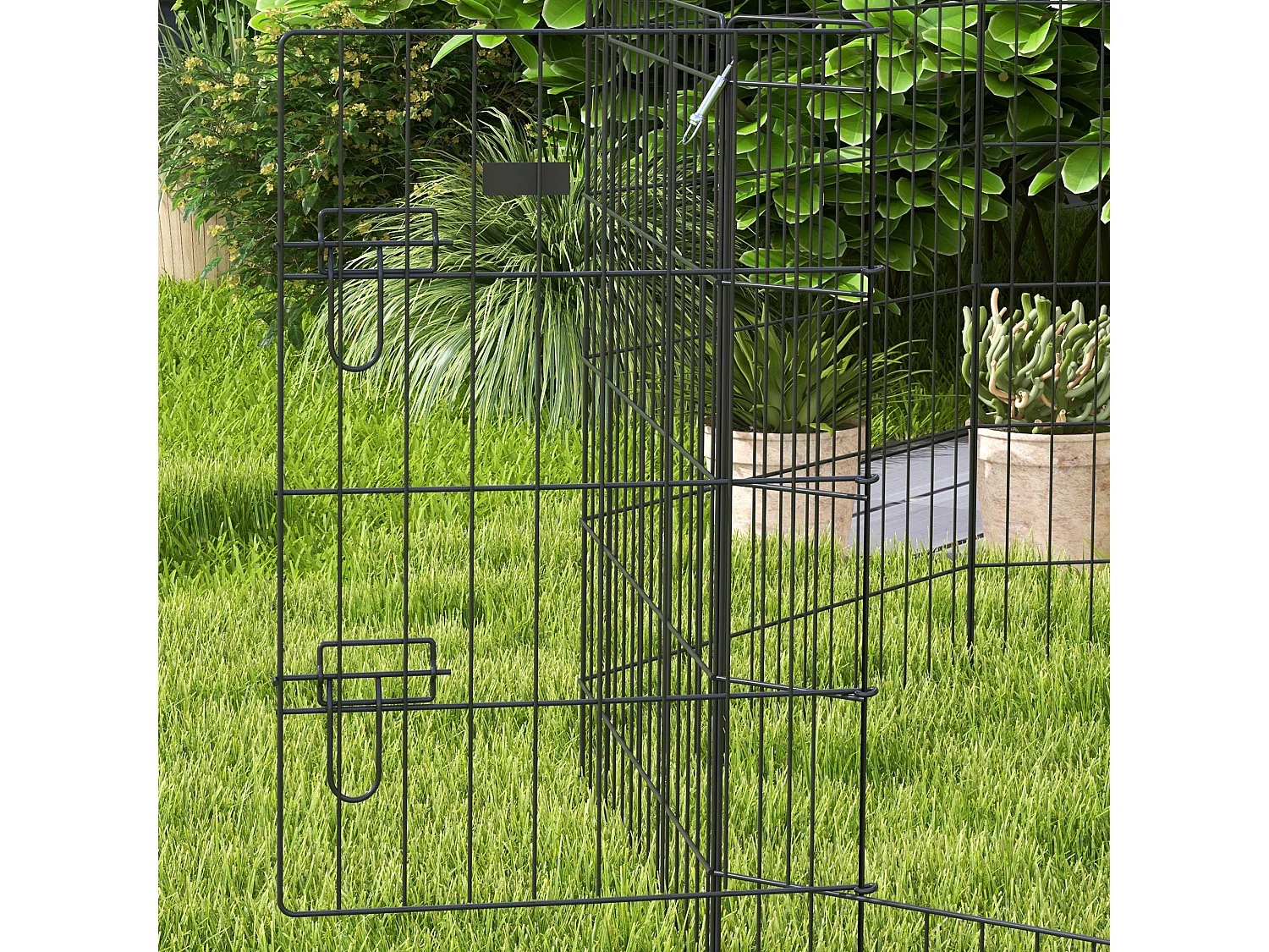 Enclos pour chiots et petits animaux, design modulable, métal, noir (61x4x76 cm)