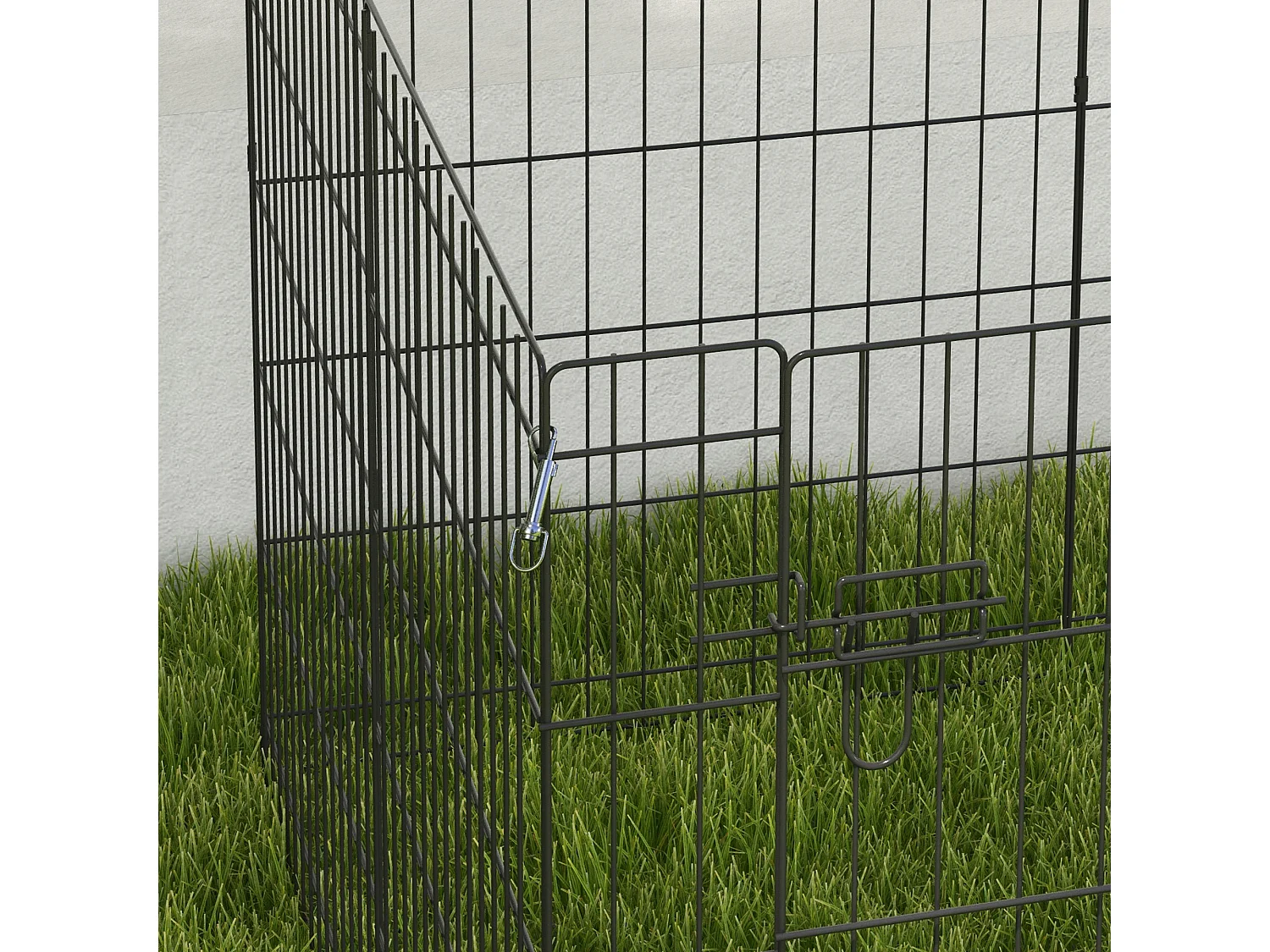 Enclos pour chiots et petits animaux, design modulable, métal, noir (61x4x76 cm)