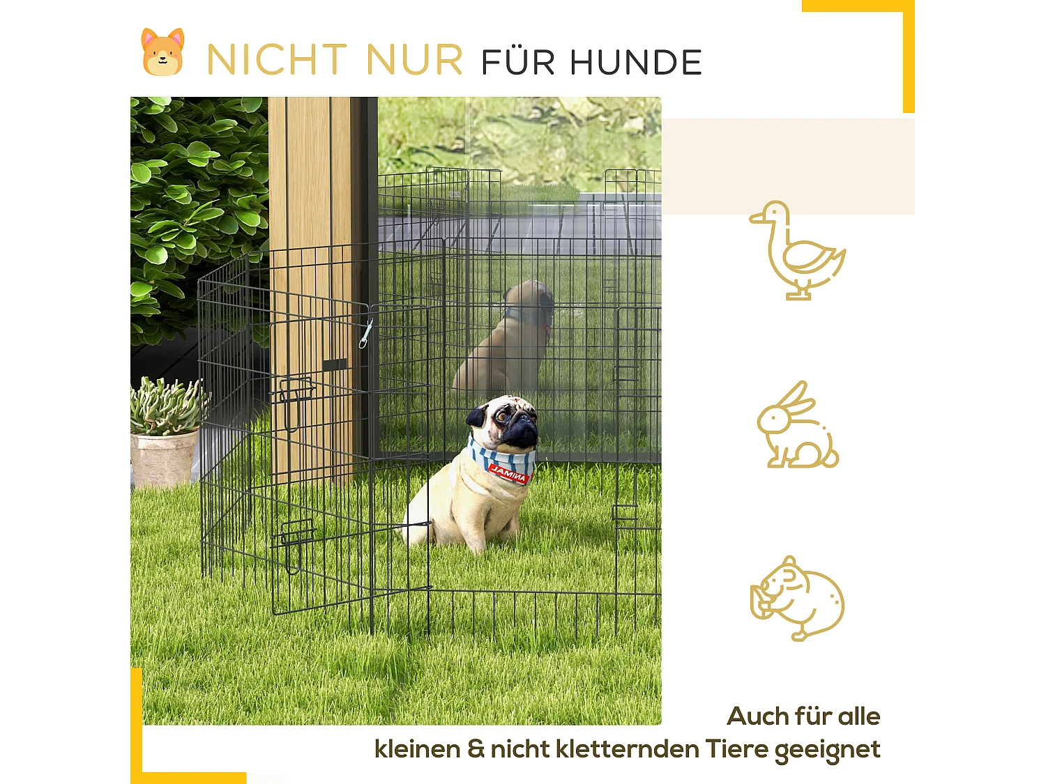 Recinto para cachorros y animales pequeños, diseño modular, de metal, color negro (61x4x76 cm)