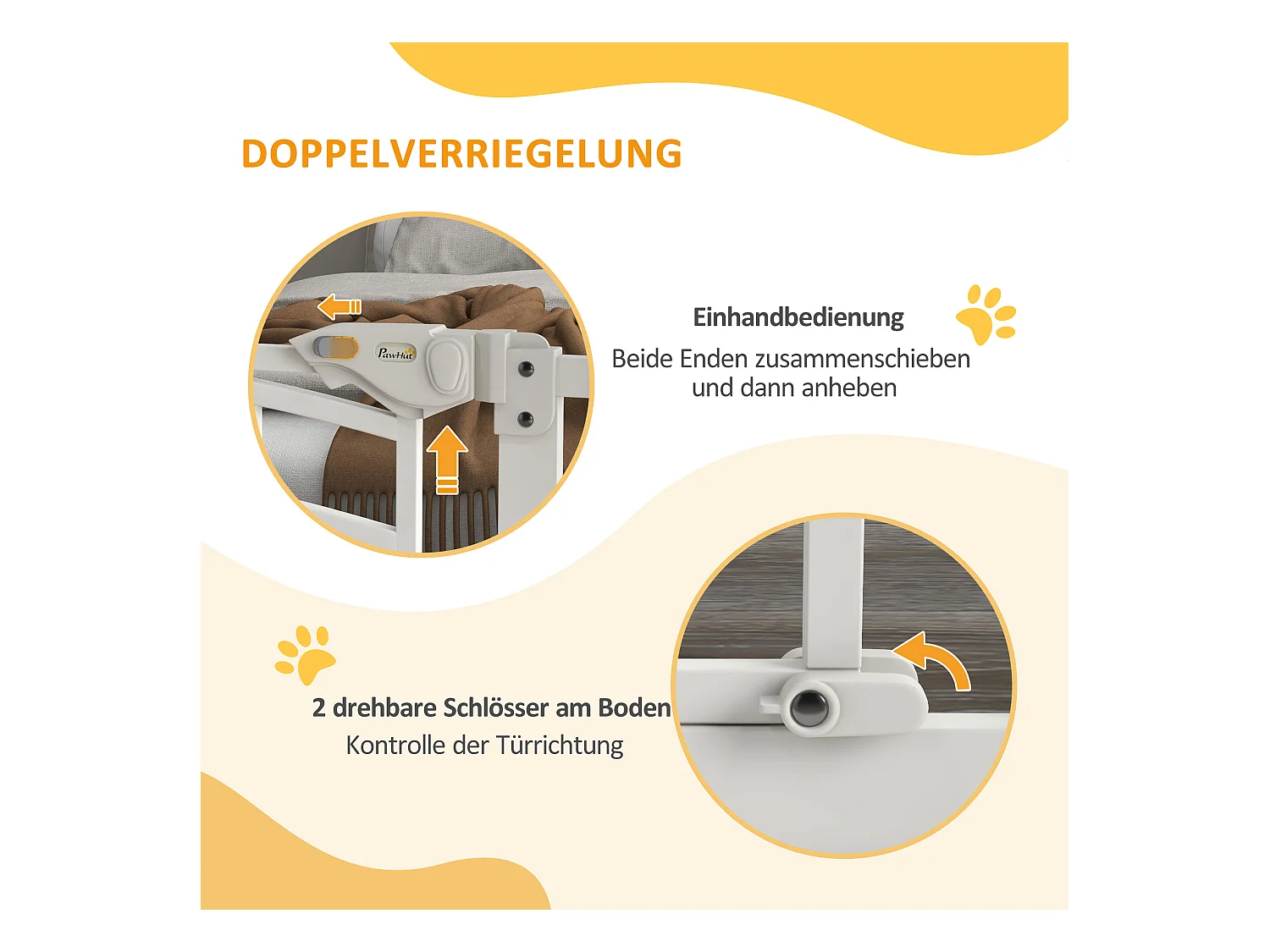 Hondenhek met automatische deur en kattenluik, staal, wit (74-100x4x76 cm)