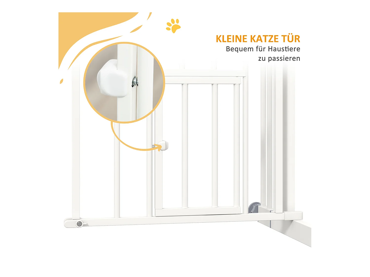 Hondenhek met automatische deur en kattenluik, staal, wit (74-100x4x76 cm)