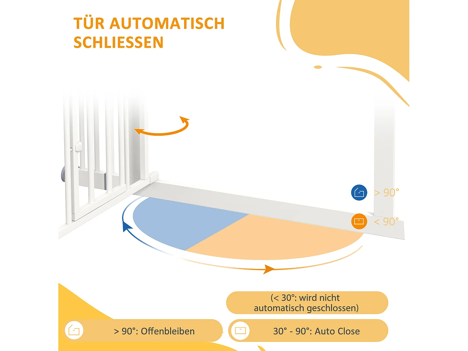 Barrière pour chiens avec porte automatique et trappe pour chats, acier, blanc (74-100x4x76 cm)